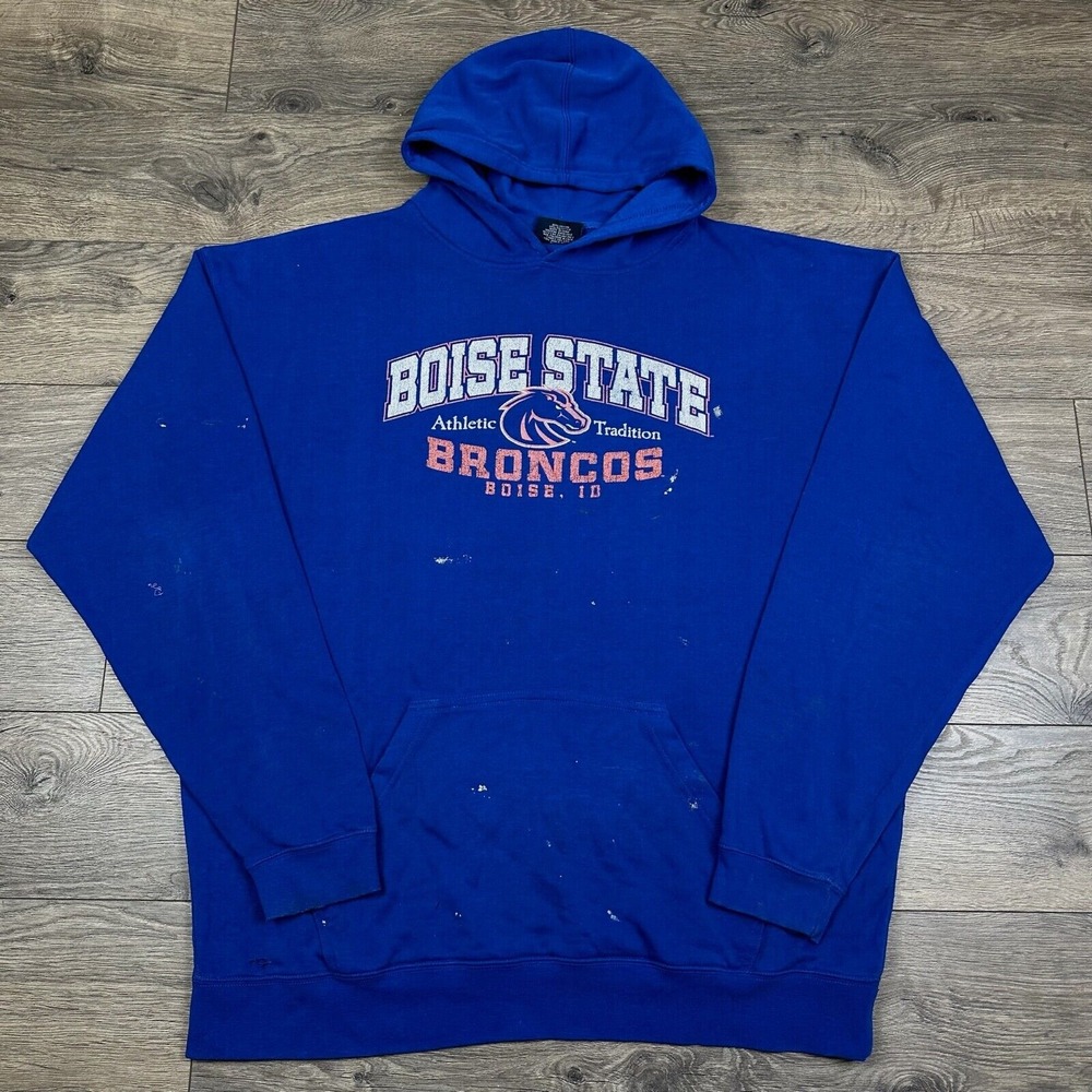 Vintage Boise State Broncos Sweatshirt Adult 2XL Blue Hoodie Idaho BSU